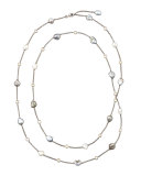 18k Gray Keshi Pearl & Diamond Station Necklace, 36"L