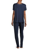 Livia Lace-Trim Pajama Set