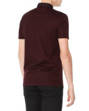Grosgrain-Collar Polo, Burgundy 