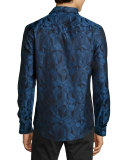 Grecca Geo-Print Woven Sport Shirt, Navy