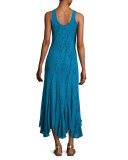 Sleeveless Stretch-Lace Tank Dress, Turquoise