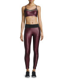 Shiny Moto Sport Leggings, Wine/Black