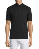 Short-Sleeve Pique Polo Shirt, Black