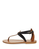Buffon Two-Tone Thong Sandal, Natural/Navy