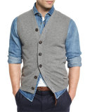 Cashmere Melange Colorblock Cardigan, Bark