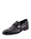 Nygel Patent Leather Loafer with Side Vara, Black