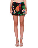 Tropical Dream Silk Shorts, Black/Multi