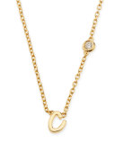 C Initial Pendant Necklace with Diamond
