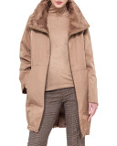 Fur-Lined Tech Fabric Reversible Coat 