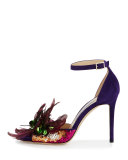 Annie Feather Suede 100mm Sandal