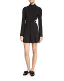 Kristi Bicolor Lace-Inset Turtleneck Dress