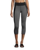 Stardust Cropped Performance Leggings with Pocket, Black/Gray