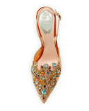 Crystal Lace Slingback Pump, Gold