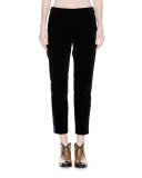 Mid-Rise Velvet Cropped Pants, Black