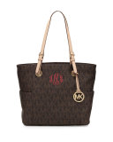 Logo-Print Signature Monogram Tote Bag, Brown