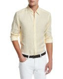 Linen Woven Sport Shirt, Light Yellow