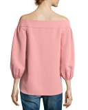 Draped Twill Off-the-Shoulder Top