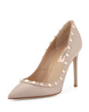 Rockstud Leather 100mm Pump, Powder (Poudre)