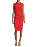 Cap-Sleeve Crisscross Sheath Dress