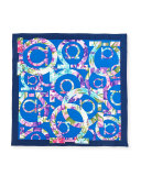 Alabastro Floral Gancini Silk Scarf, Blue/Multicolor