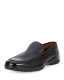 Mils Textured Leather Slip-On Loafer, Black