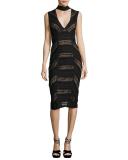 Kora Lace Choker Sheath Dress, Black