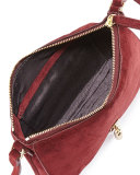 Cynnie Suede Micro Crossbody Bag, Bordeaux