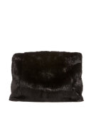 Calf-Hair Medium Fold-Over Clutch Bag, Black/White