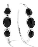 Rock Candy Silver 3-Stone #3 Hoop Earrings in Black Onyx