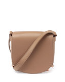 Lia Mini Leather Saddle Bag, Latte