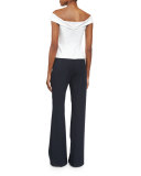 William Off-the-Shoulder Crepe Top, White