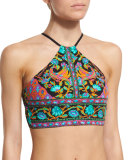 King's Road Stargazer High-Neck Printed Swim Top