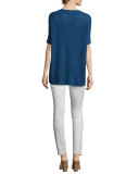 Ribbed V-Neck Boxy Slub Top