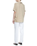 Oversized Short-Sleeve Linen Tunic 