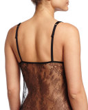 Tombeuse Sheer-Lace Chemise, Black/Ivory