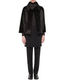 Long-Sleeve Slash-Detail Turtleneck, Black