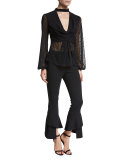 Crepe Spiral Pants, Black