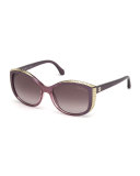 Yed Metal-Trim Butterfly Sunglasses, Rose