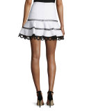 Ediely Contrast-Lace Mini Skirt, White