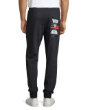 Side-Stripe Sweatpants, Black Melange