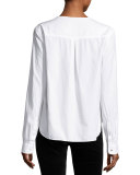 Drape Poplin Top, Bright White