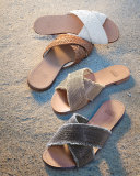Edgeway Frayed Chain Sandal, Platinum