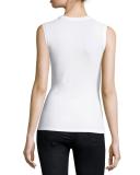 Stretch Jersey Crewneck Tank, White