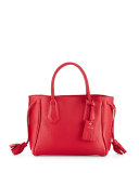 Penelope Small Leather Tote Bag, Ruby