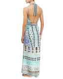 Printed Wrap Dress Coverup with Belt, Andalusia