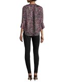 Melinda Double-Knit Skinny Pants, Black 