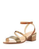 Miko Strappy Leather City Sandal, Honey Gold/Caramel