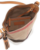 Ashby Canvas Check Crossbody Bag, Saddle Brown