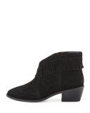 Makena Suede Fringe Bootie, Black