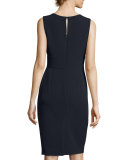 Cressida Sleeveless Stretch-Crepe Dress w/ Cutouts, Navy